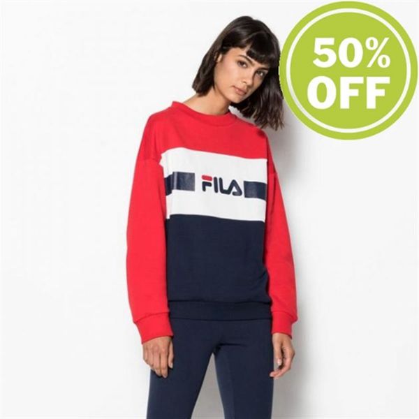 Moletons Fila Mulher Vermelhas/Pretas - Fila Angela Crew 2.0 Shirt With Crew Neck True Portugal Onli